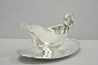 Vintage Gorham Y430 Victorian Silver Plated Gravy Sauce Boat w / Dish