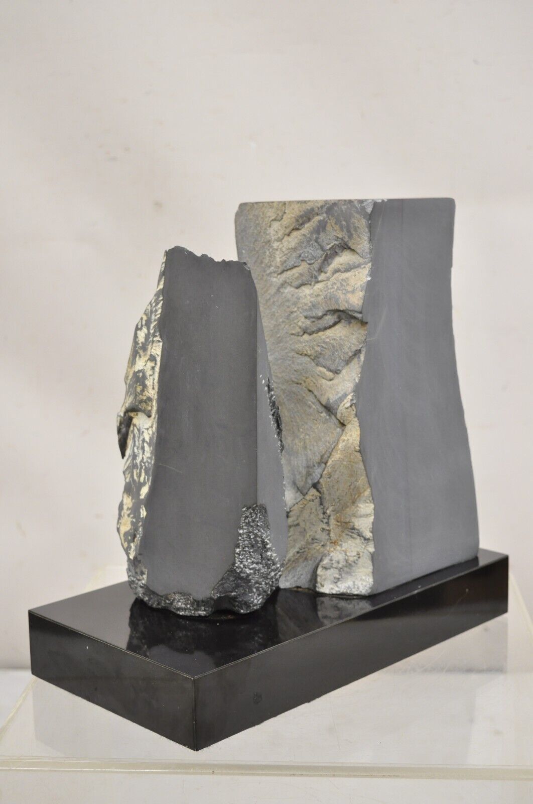 Naomi Feinberg "Fractured Planet" Gray Stone Abstract Modern Sculpture