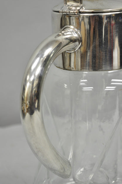 Antique Victorian German Silver Plated Cut Crystal Glass Lemonade Water Pitcher