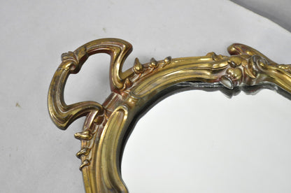 Vintage French Art Nouveau Style Bronze Vanity Mirror Powder Room Perfume Tray