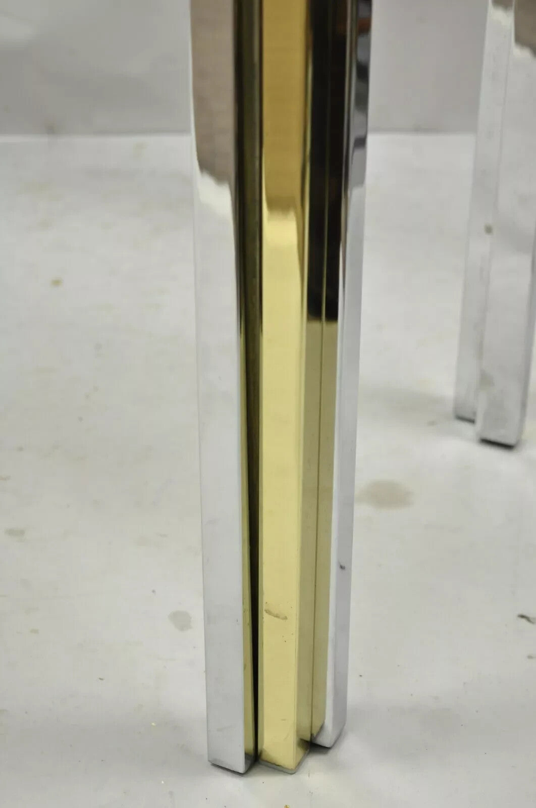 Romeo Rega Modernist Maison Jansen Style Chrome Brass Glass Console Hall Table
