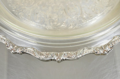 Old English by Poole 5017 Round 12" Silver Plated Platter Dish w/ Glass Insert