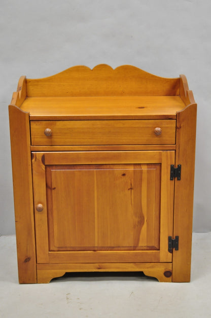 Vintage Broyhill USA Colonial Style Pine Wood Washstand Side Table Cabinet