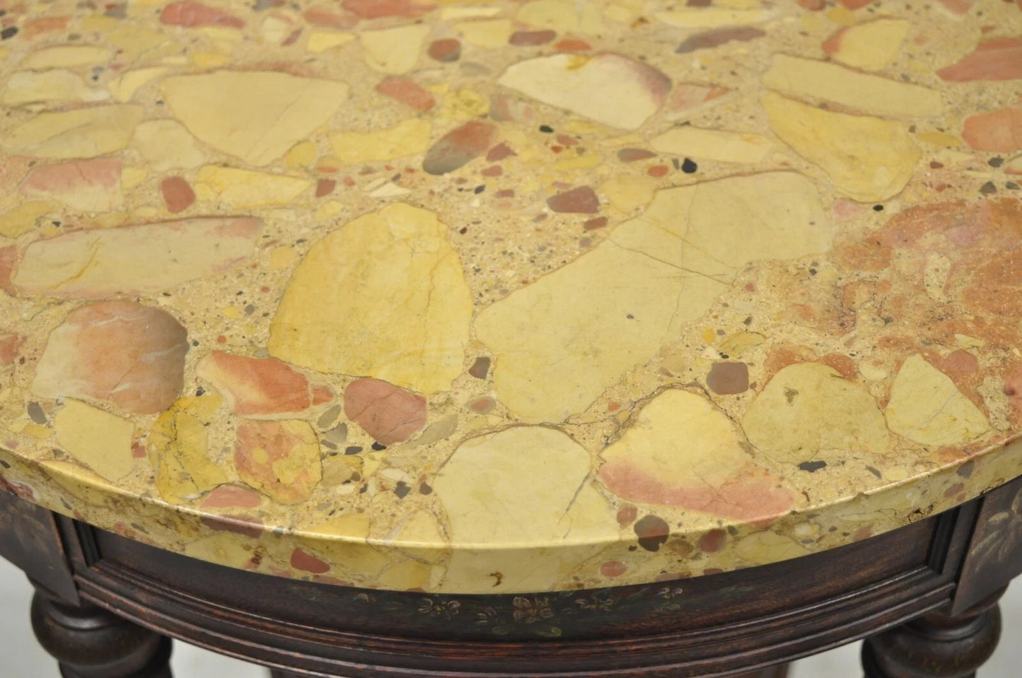 Antique French Louis XVI Style Victorian Oval Marble Top Accent End Side Table