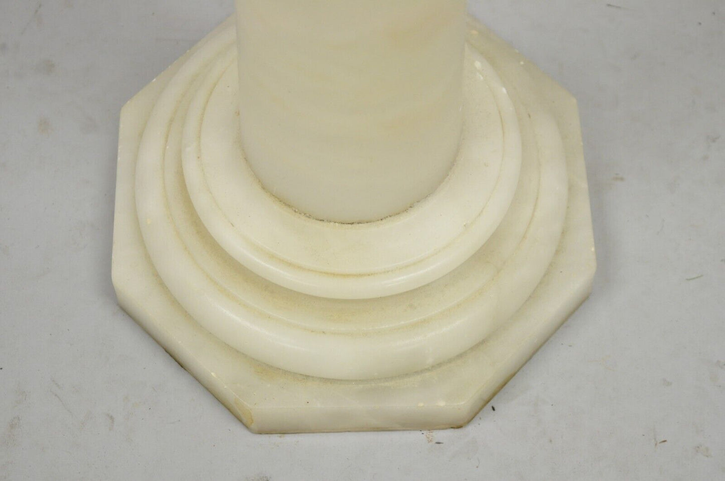 Antique Alabaster Marble Empire Style Carved Column Pedestal Plant Stand