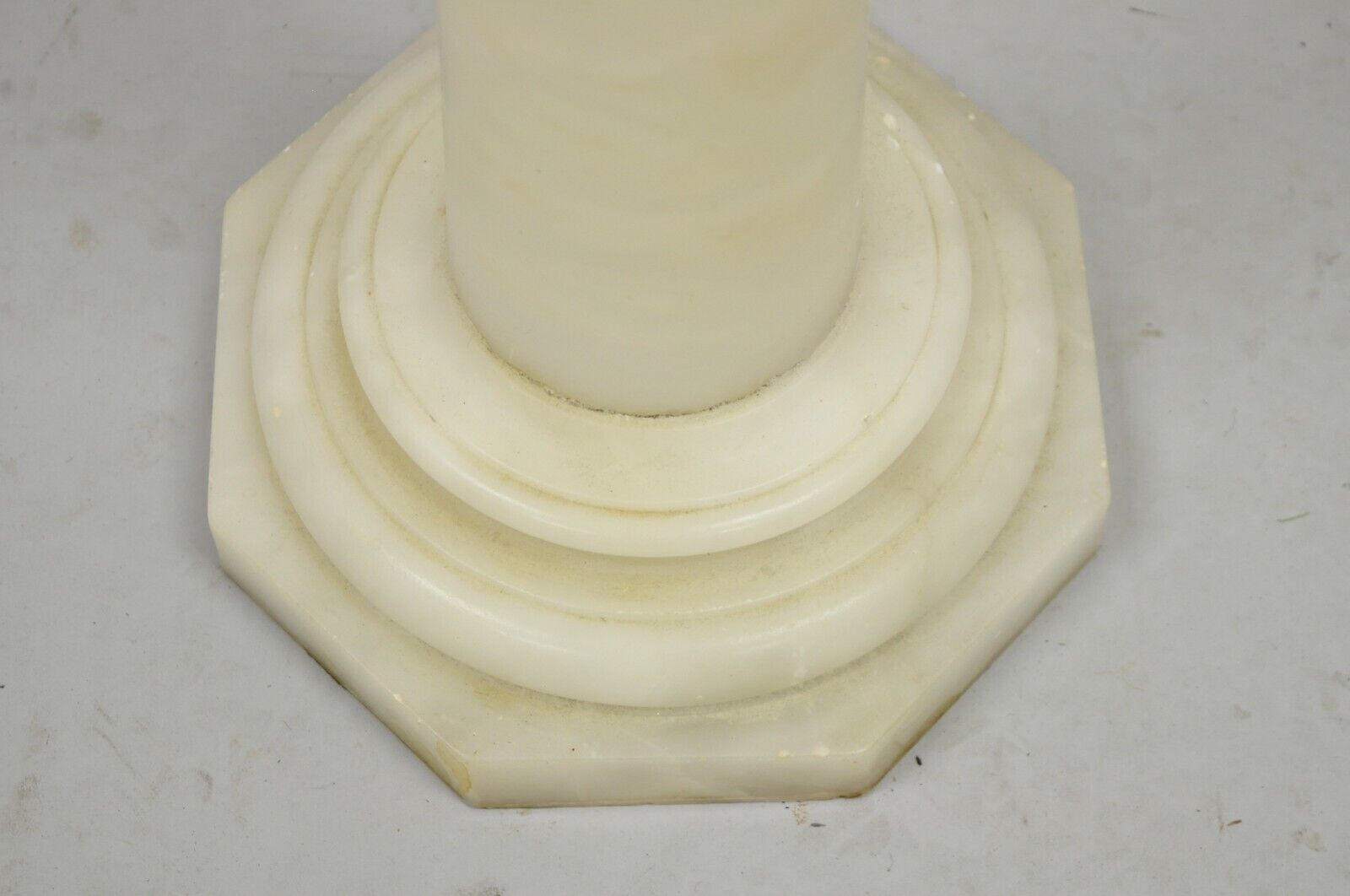 Antique Alabaster Marble Empire Style Carved Column Pedestal Plant Stand