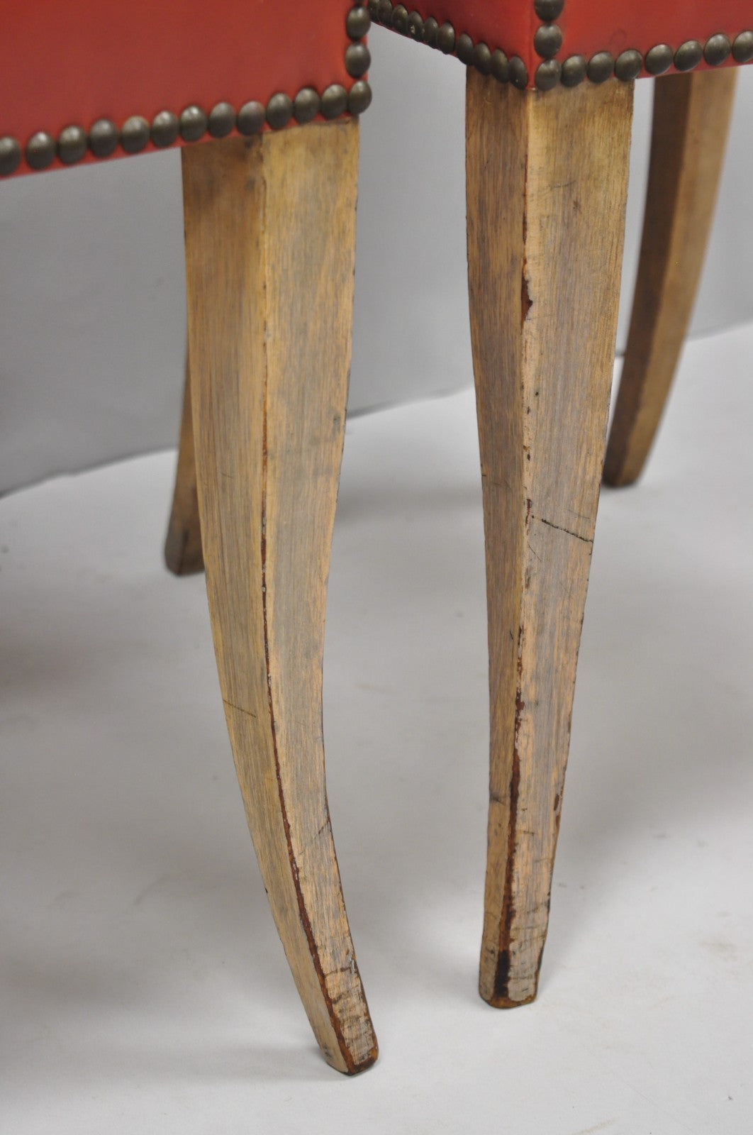 Vintage French Art Deco Gio Ponti Style High Back Pickled Wash Side Chair - Pair