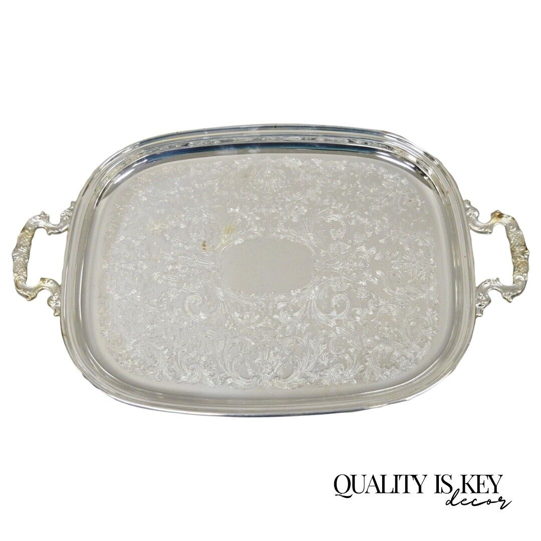 Eales 1779 Silver Plated 22" Footed Serving Tray Platter with Twin Handles