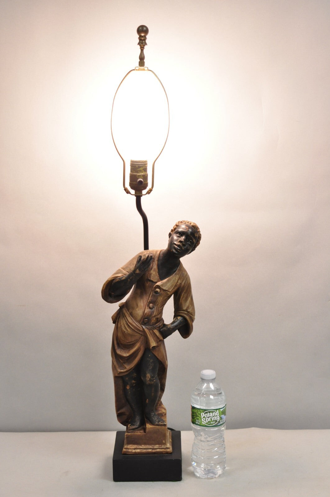 Vintage Egyptian Moorish Style Resin Blackamoor Sculpture Figure Table Lamp