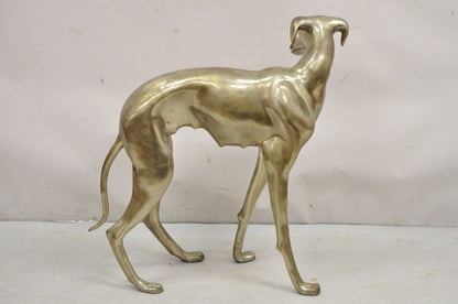 Vintage Hollywood Regency Life Size Brass Greyhound Whippet Dog Statue Sculpture