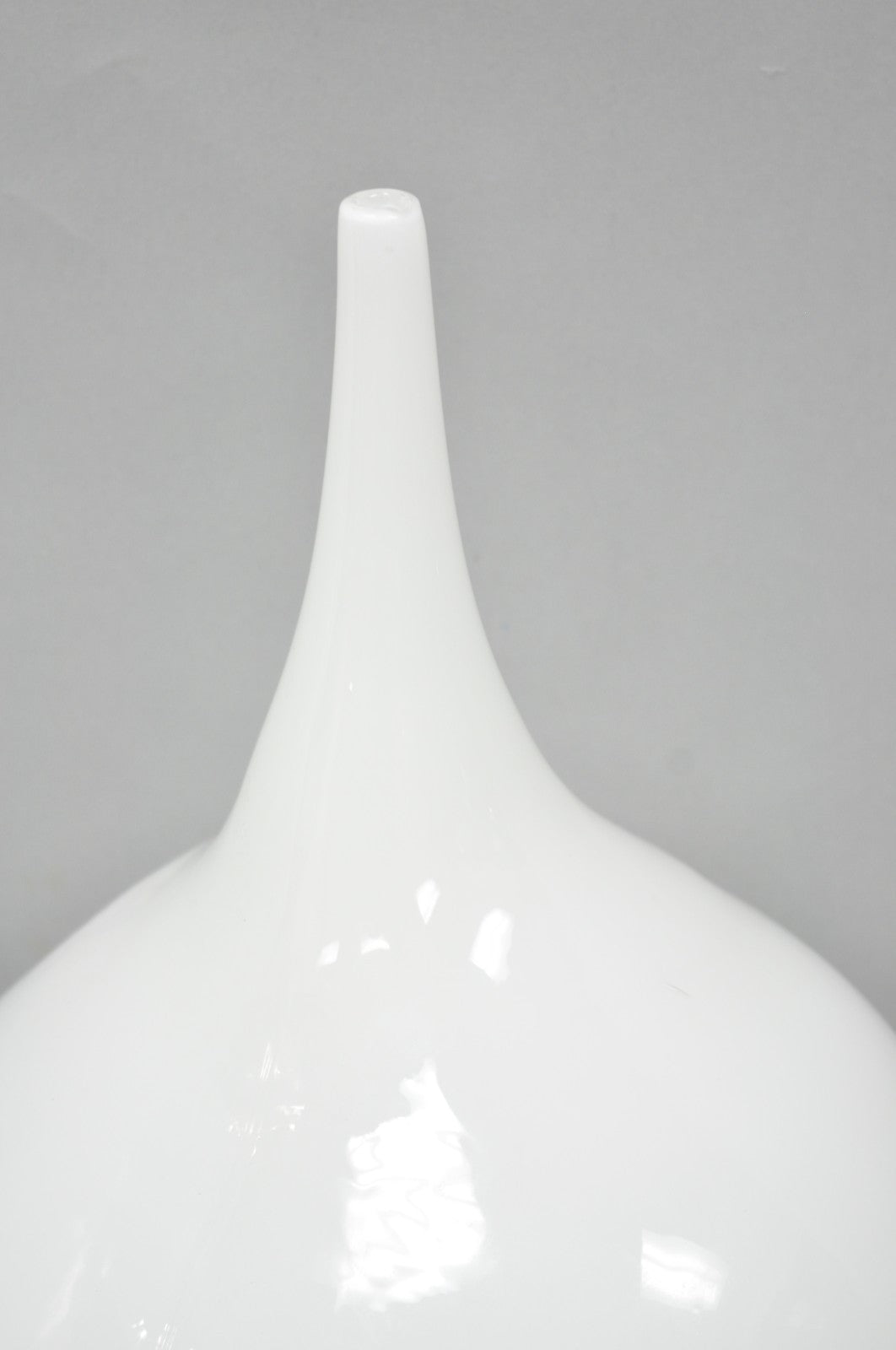 Decorative Modern White Bulbous Art Glass Vessel Vase by Lazy Susan - 2 Pc Set