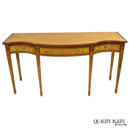 Wellington Hall English Adams Style Paint Decorated Satinwood Sideboard Buffet