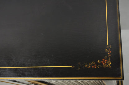 Habersham Chinoiserie Black Lacquer Credenza Buffet Media Entertainment Cabinet