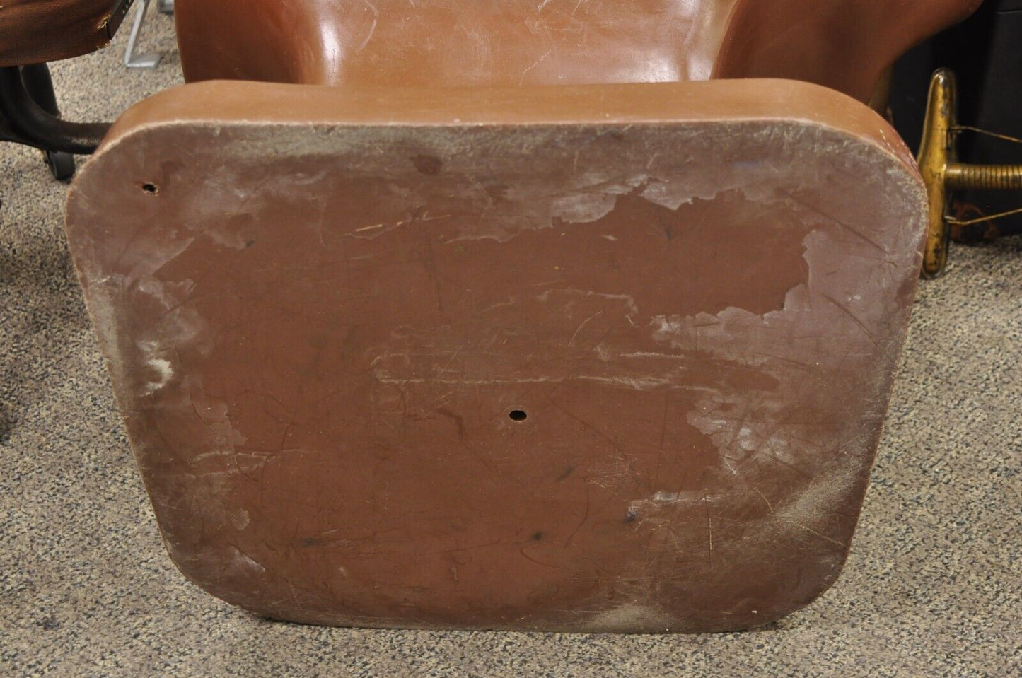 Vintage Mid Century Modern 1980s Brown Molded Plastic Hand Chair