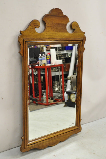 Vintage Ethan Allen Canterbury Oak Wood Colonial Style Beveled Glass Mirror