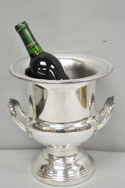 Vintage Leonard Silver Plated Trophy Cup Champagne Chiller Ice Bucket Engraved