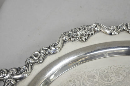 Vintage Poole 400 Lancaster Rose Silver Plated Bar Serving Platter Tray on Feet