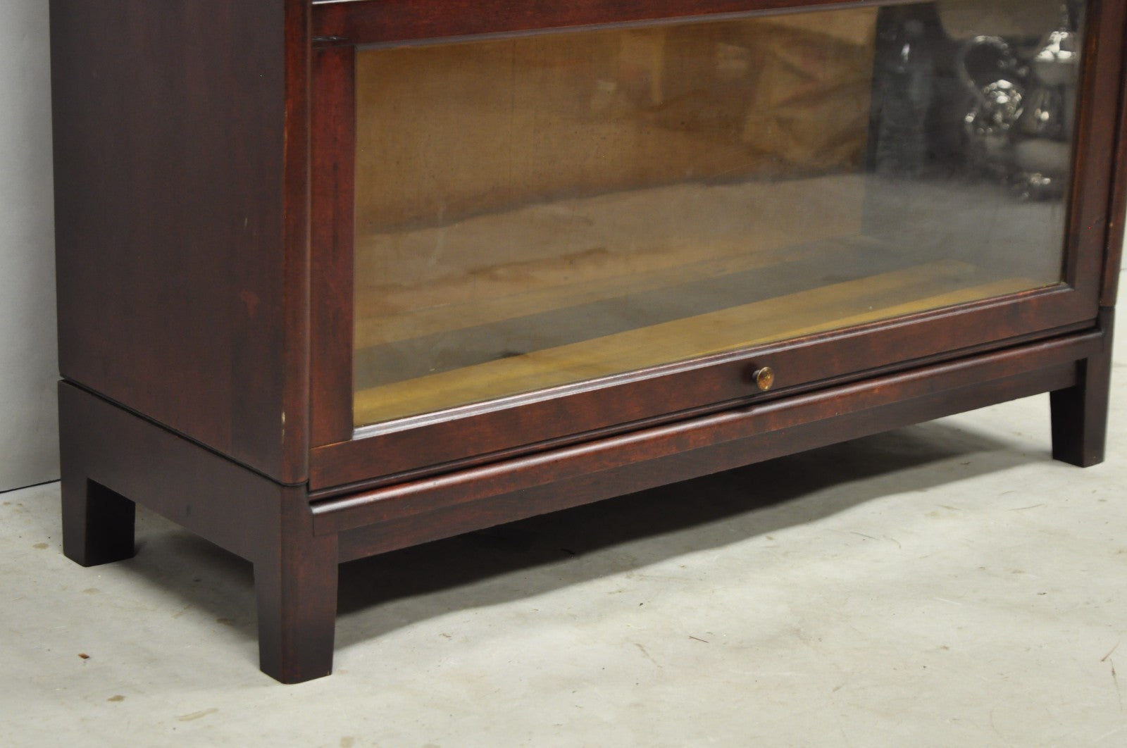 Antique Mahogany 4 Section Barrister Bookcase Glass Door Stacking Lawyer Cabinet