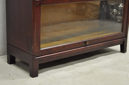 Antique Mahogany 4 Section Barrister Bookcase Glass Door Stacking Lawyer Cabinet