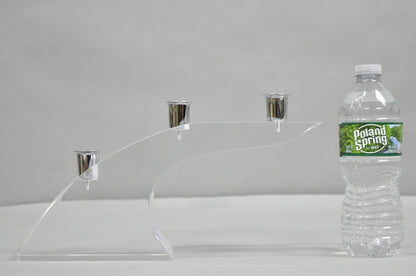 Vintage Mid Century Modern Lucite Chrome Sculptural Arched Candlestick Holder
