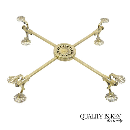 Vintage LFS Ltd English Sheffield Brass Tone Metal Expandable Footed Trivet