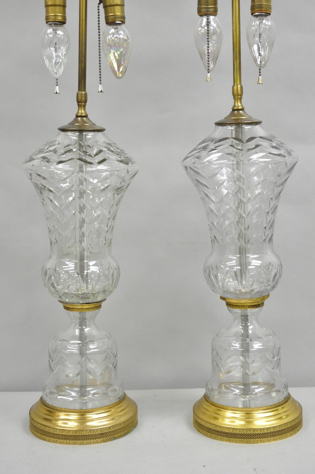 Vintage French Neoclassical Style Glass Urn Table Lamps Attr. Marbro - a Pair