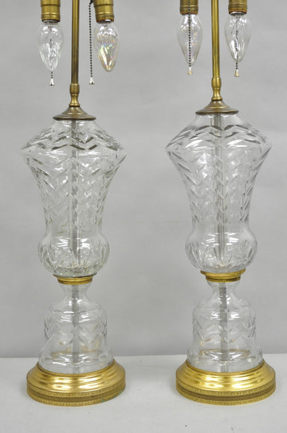 Vintage French Neoclassical Style Glass Urn Table Lamps Attr. Marbro - a Pair