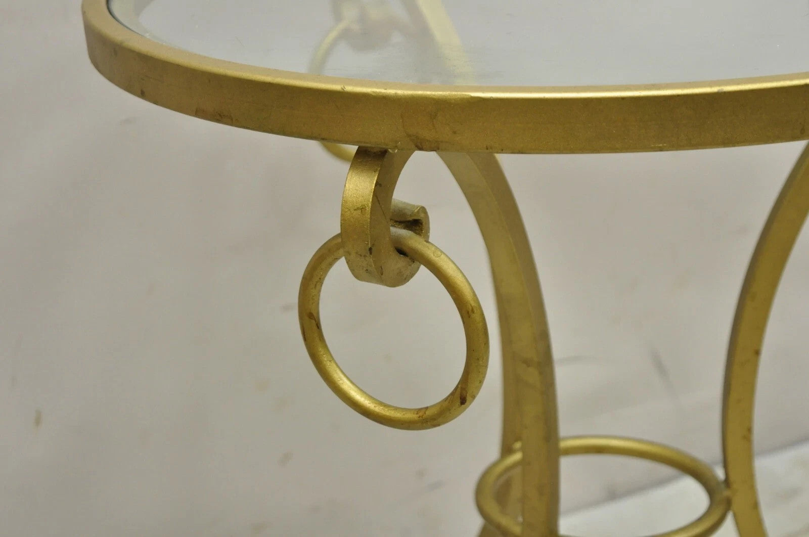 Decorator Italian Neoclassical Style Gold Hoof Foot Round Occasional Side Table