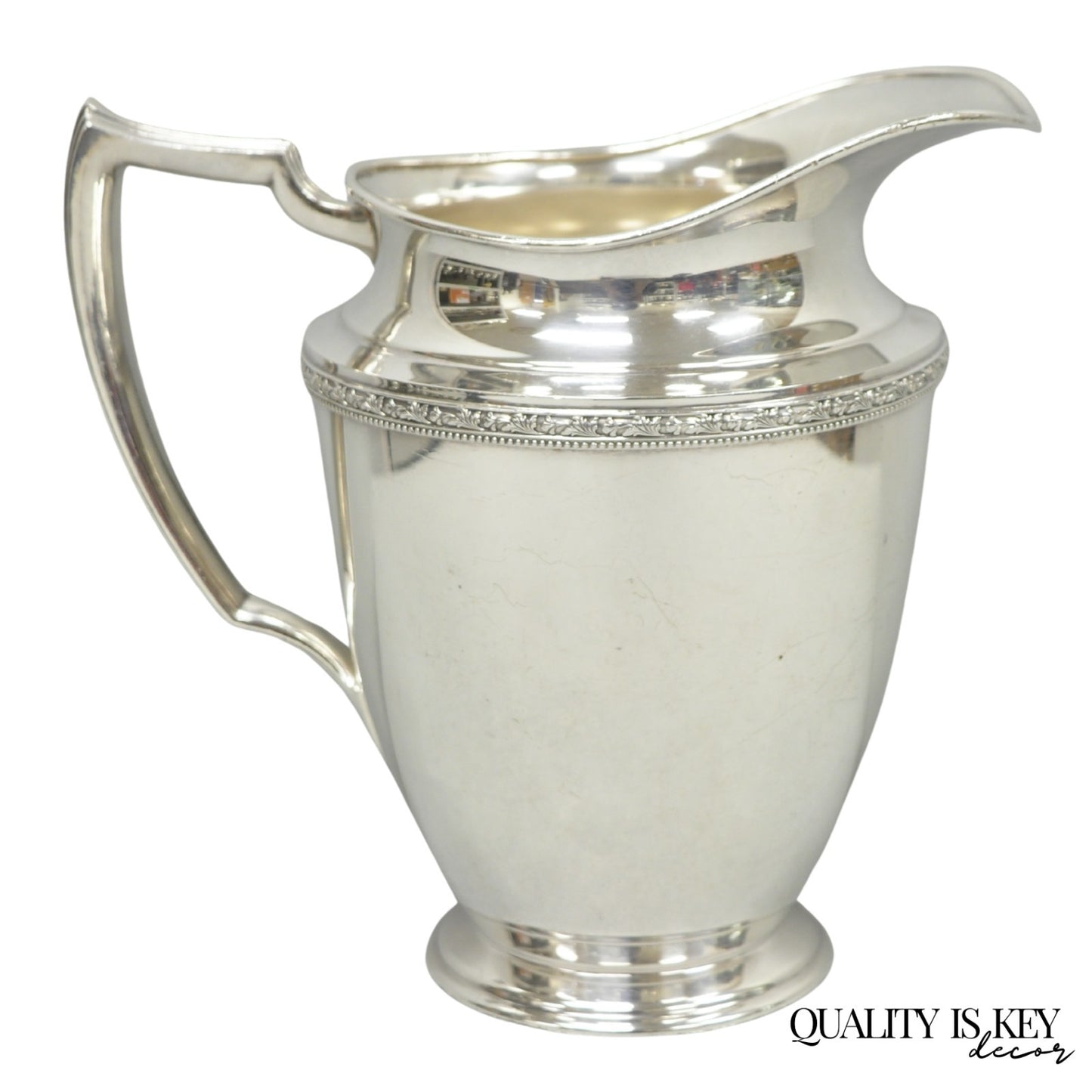 Vintage WMA Rogers Victorian Silver Plated Bulbous Footed Water Pitcher