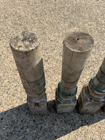 Antique French Farmhouse Turn Carved Wooden Baluster Spindle Table Legs Set of 4