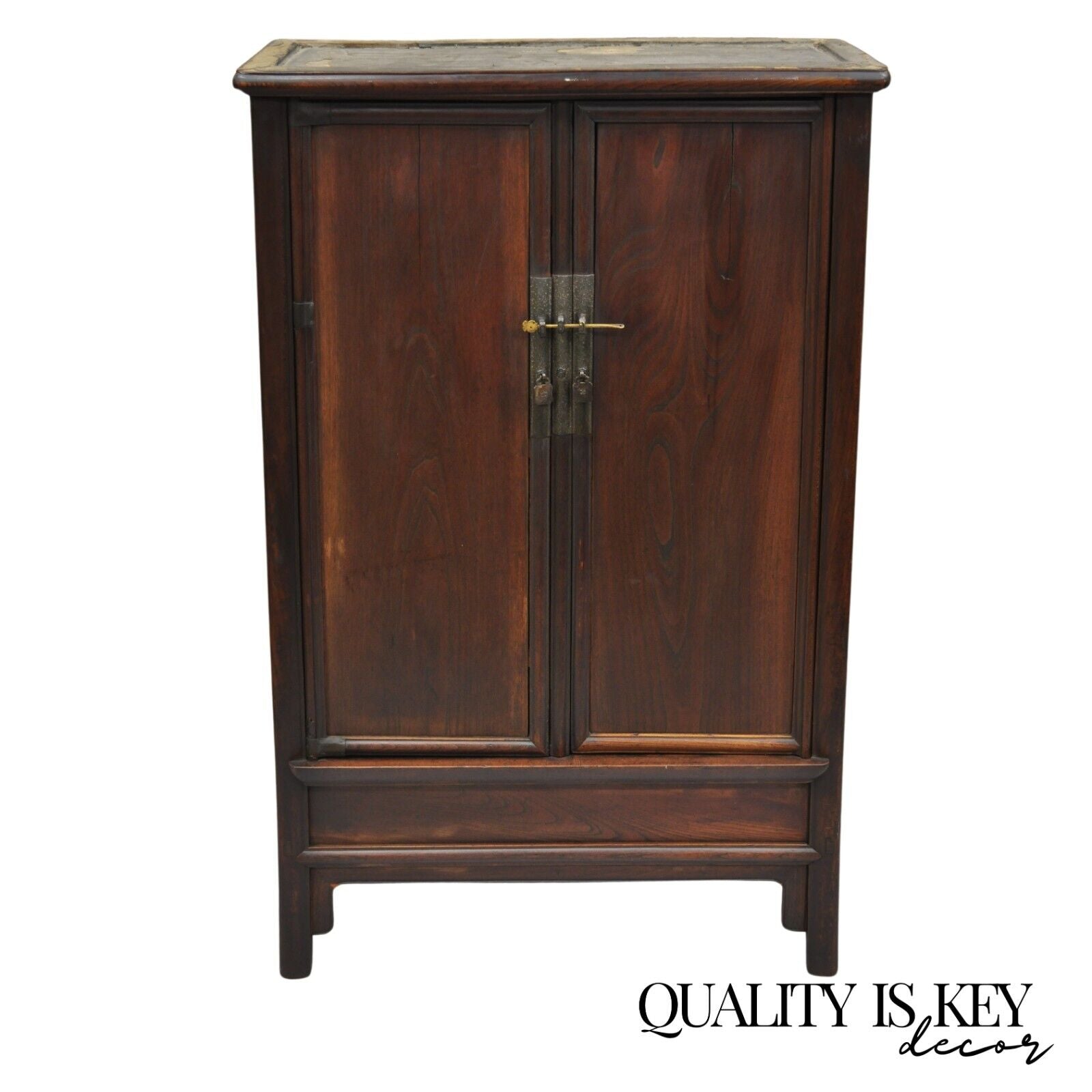 Antique Chinese Hardwood 2 Door Wardrobe Wedding Cabinet with Drawers