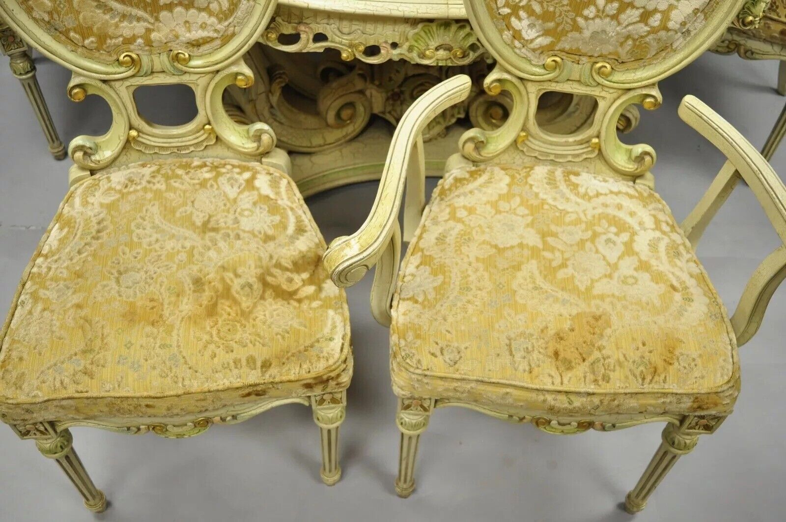 Silik Style Italian Baroque Rococo Dining Room Set by John Turano & Sons - 7 Pcs