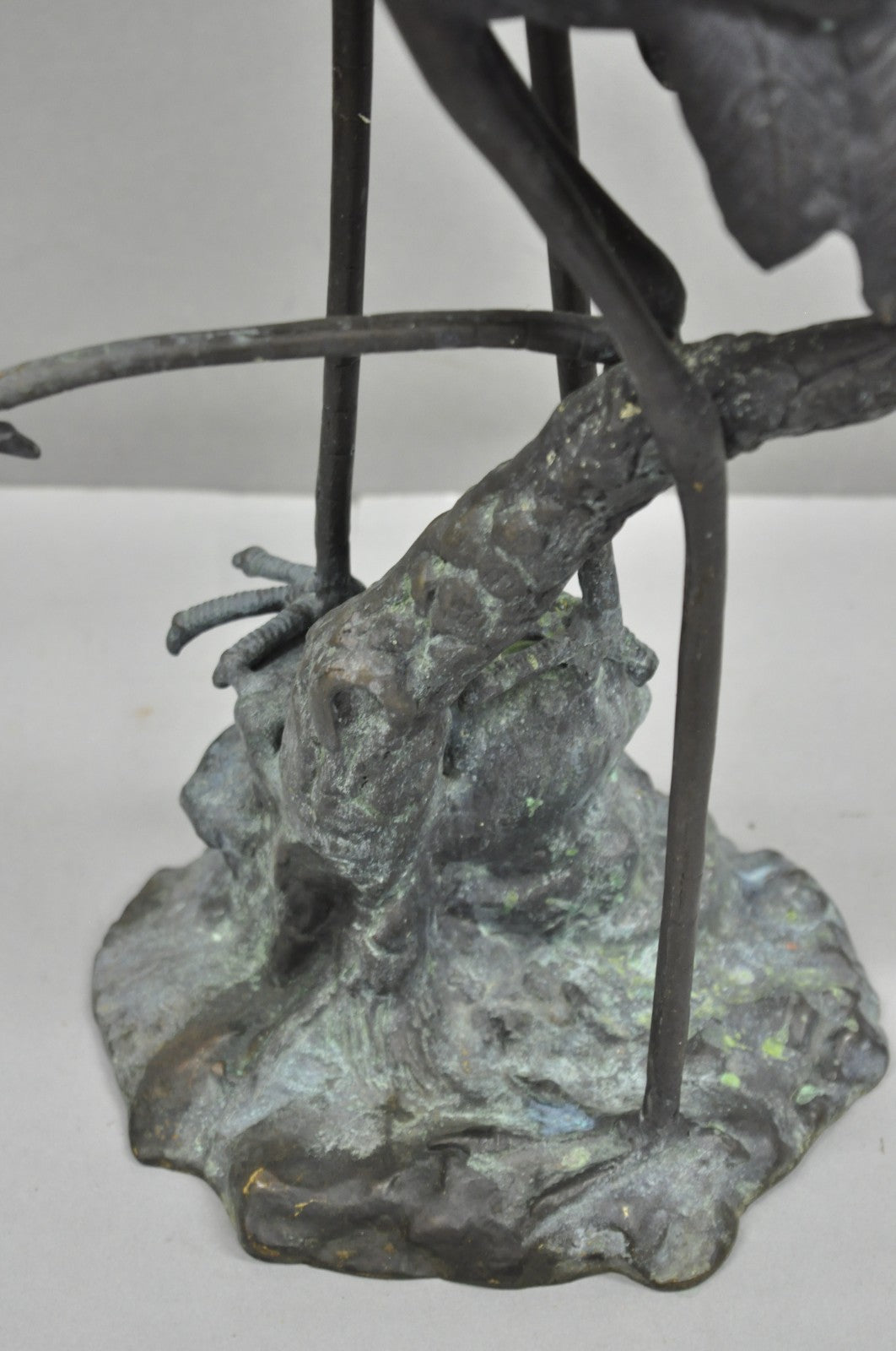Vintage Chinoiserie "Courting Crane Couple" Green Bronze Verdigris 28" Sculpture