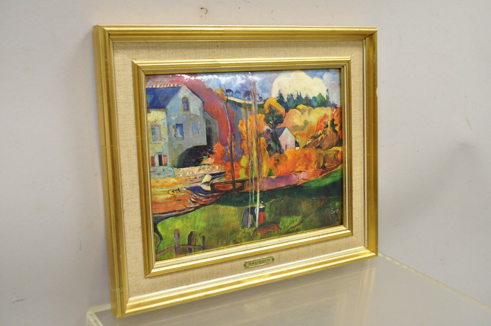 Helca Martele A La Main Hammered Enamel Painting Gauguin Moulin en Bretagne