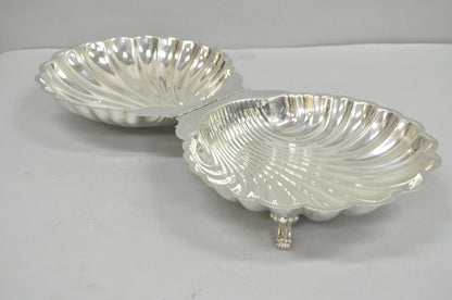 Vintage English Regency Silver Plated Clam Shell Hinged Serving Platter Dish