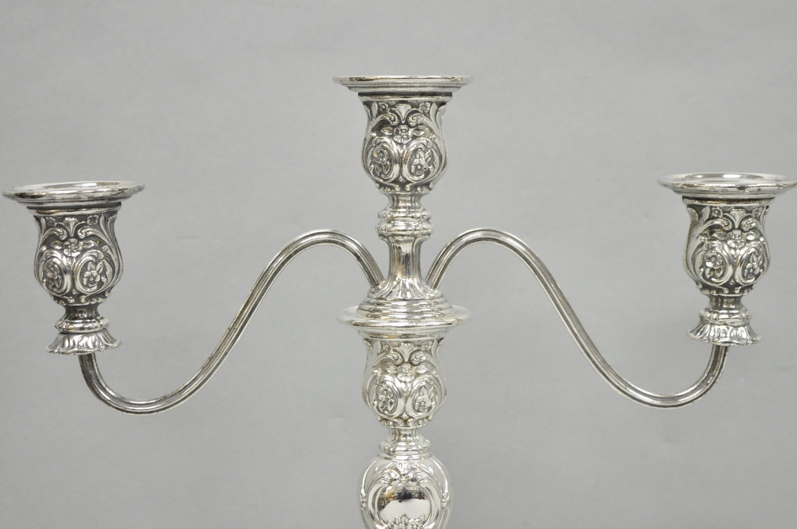 Vintage WM Rogers & Son Silver Plated 3 Arm Convertible Candelabra - a Pair