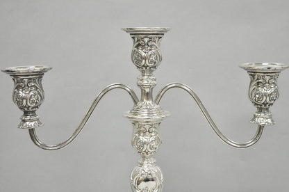 Vintage WM Rogers & Son Silver Plated 3 Arm Convertible Candelabra - a Pair