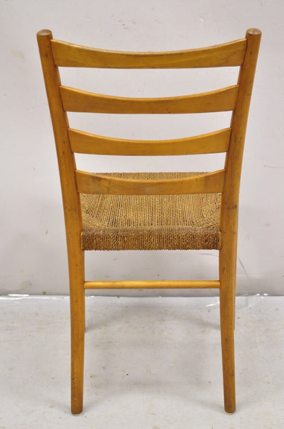 Vintage Gefa Gemla Mid Century Swedish Modern Ladderback Rush Seat Side Chair