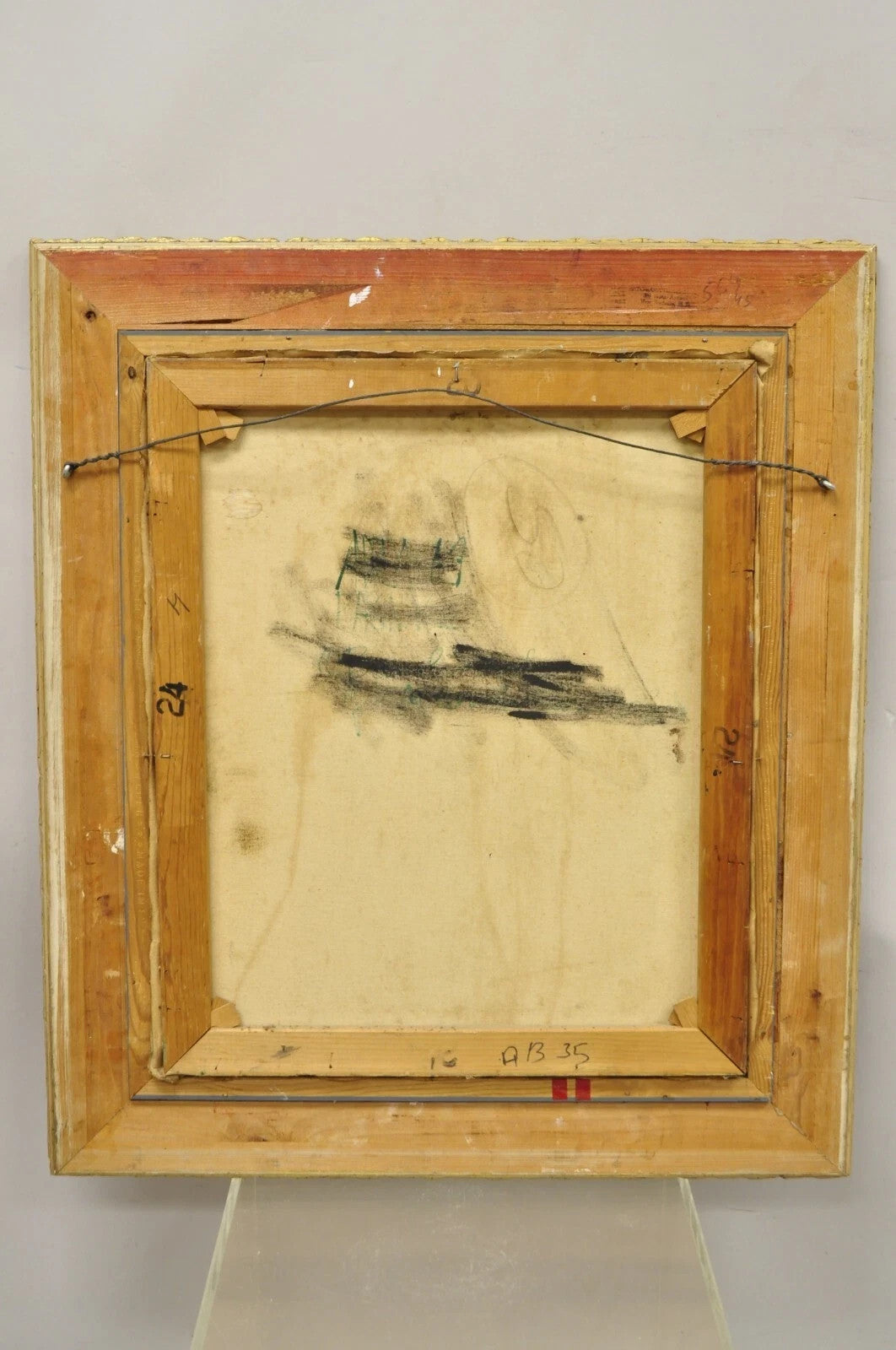 Zaza Meuli (b. 1892) Oil on Canvas Impressionist Painting Girl in Hat Orange Bow