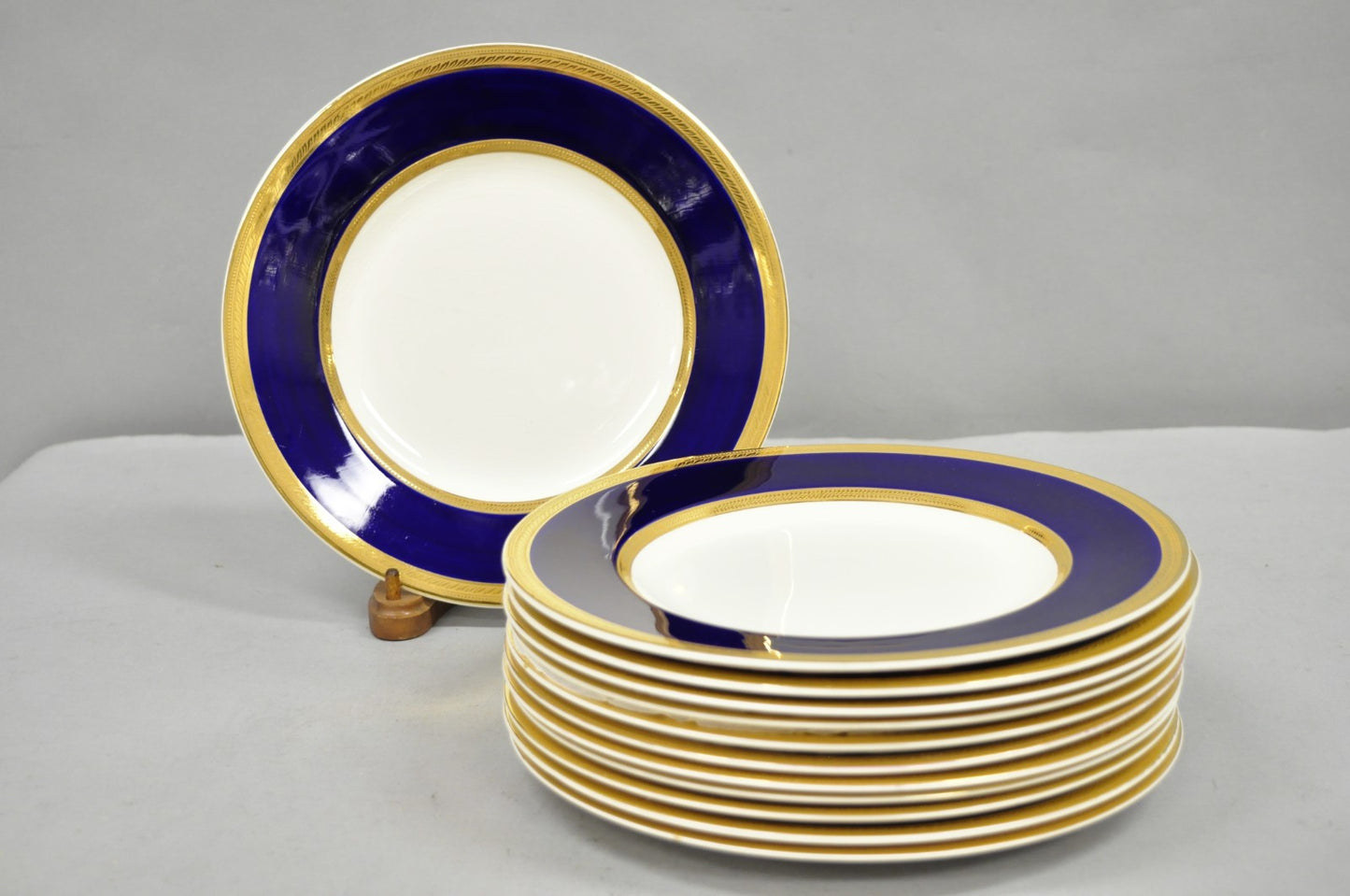 Antique Crown Ducal England Colfax English Regency Cobalt Blue & Gold 41 Pcs