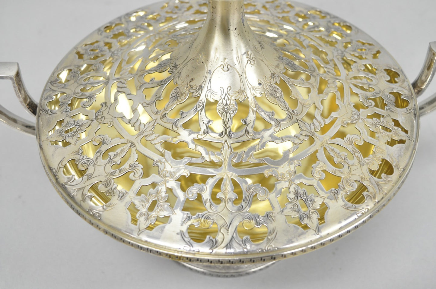Vintage Victorian Silver Plated Flower Frog Flower Arranger Vase w Pedestal Base