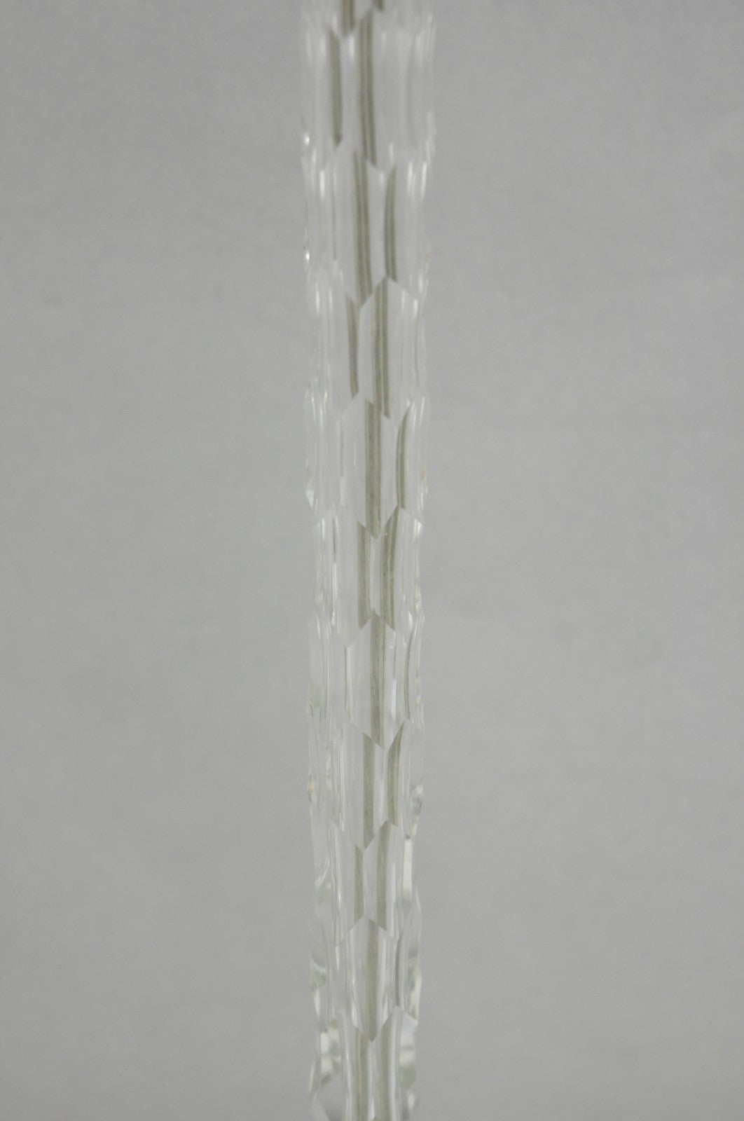 Antique Art Deco Diamond Cut Glass Column Small Petite Boudoir Table Lamps Pair