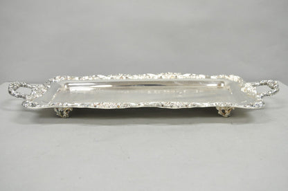 Vintage Leonard Victorian Ornate Silver Plated Narrow Trinket Dish Bar Tray