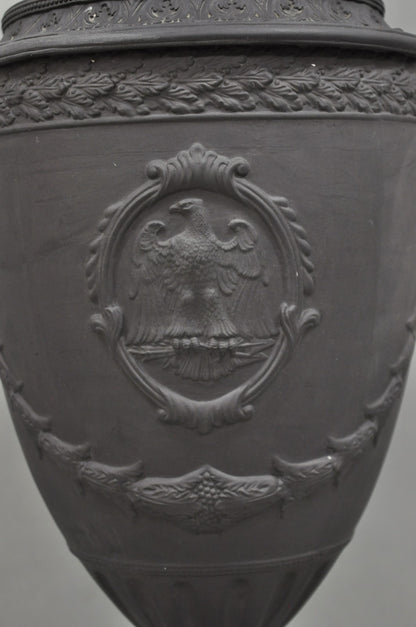 Warren Kessler French Neoclassical Empire Black Basalt Large Urn Table Lamp