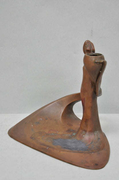 Antique Art Nouveau Austrian Bronze Woman Figural Sculpture Candlestick Holder