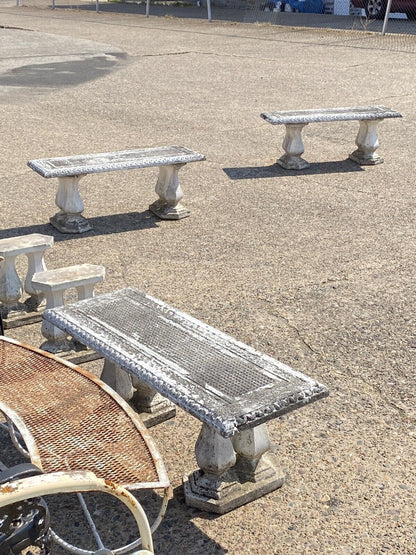 Vintage Classical Concrete Cement Double Baluster Pedestal Outdoor Garden Bench
