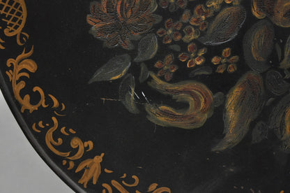 Antique French Victorian Tole Metal Hand Painted Floral Adjustable Firescreen