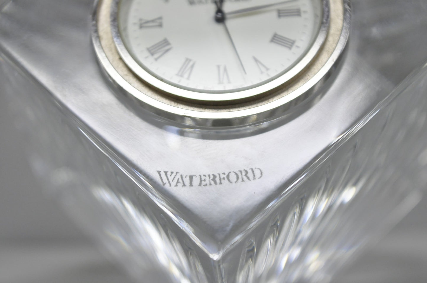 Vintage Waterford Crystal Glass Diamond Shaped Meridian Small Desk Clock