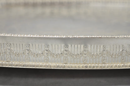 Vintage Viners of Sheffield Edwardian Silver Plated Raised Gallery Oval Tray