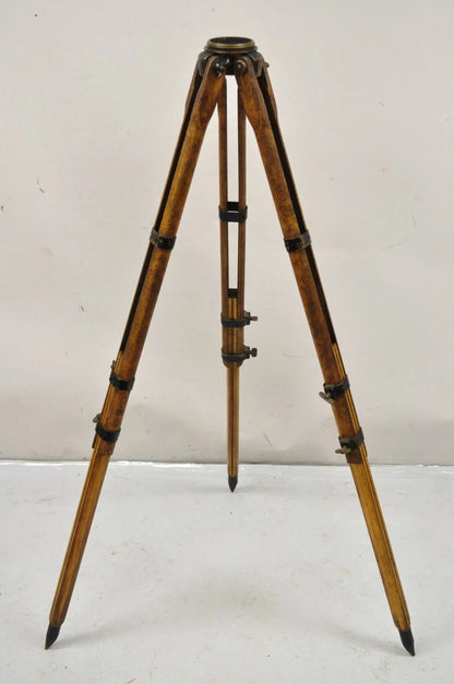 Antique Keuffel & Esser Co 141547 Surveyors Compass in Case w Wooden Tripod Base